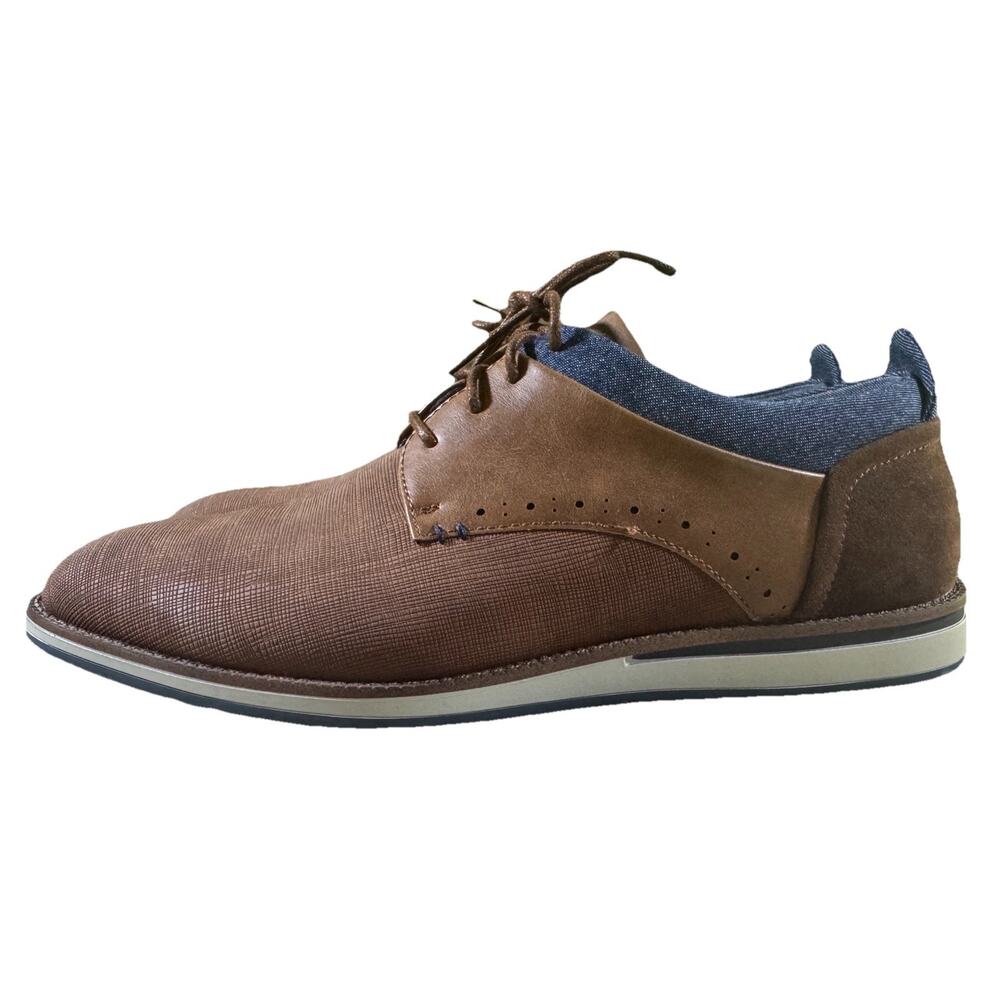 Vance Co. Mens Brown Casual Dress Shoes with Denim Blue Accents Never Worn